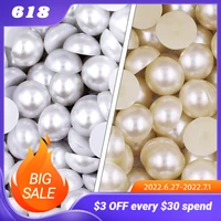 white ivory beige 2346810mm 25mm all sizes imitation pearl abs plastic half round loose bead for nail art diy craft garment