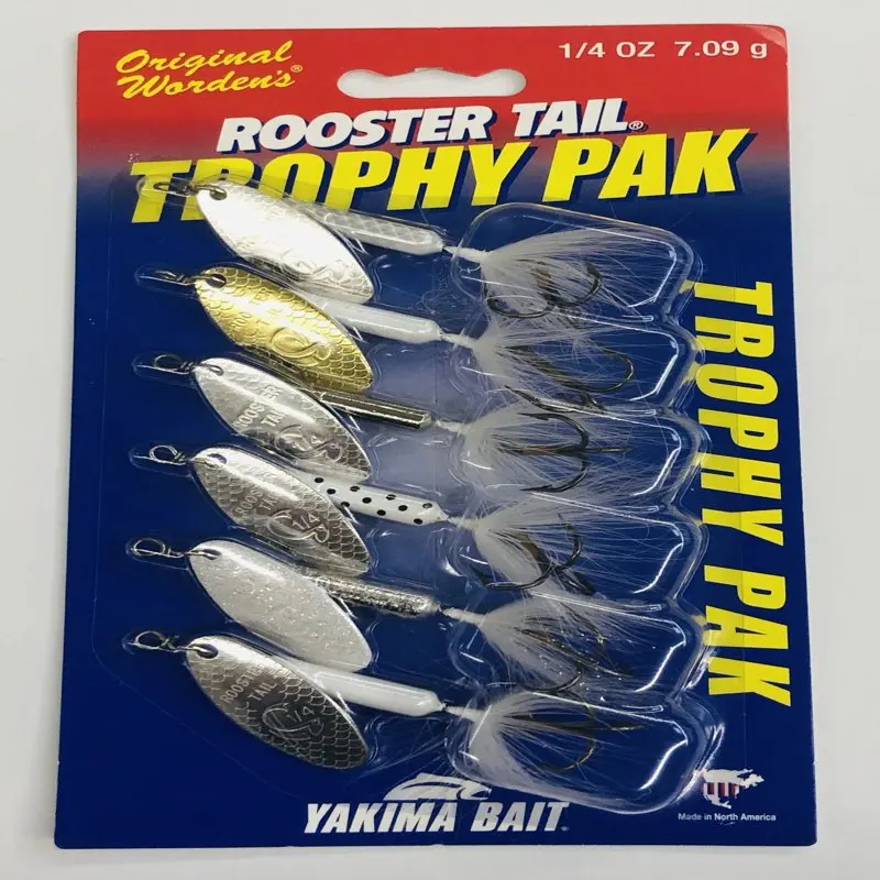 

Rooster Tail Trophy Fishing Lures, Assorted Colors, 1/4 oz., 6 Count, 225 Y762