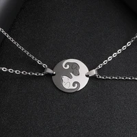 dog couple stitching necklace a pair of male and female students girlfriends simple and cute korean titanium steel pendant