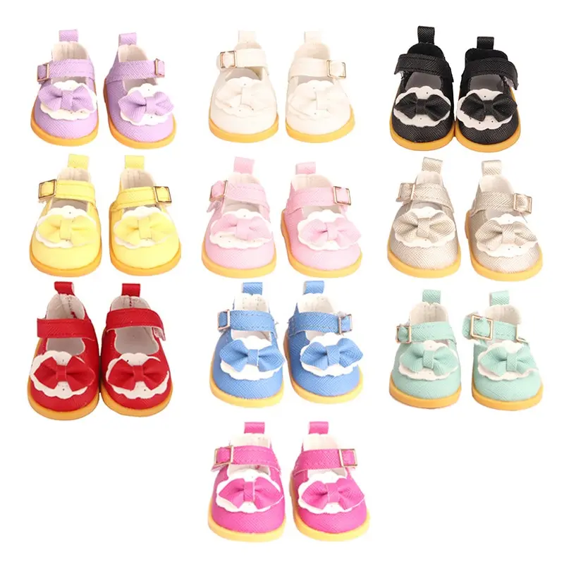 

1/6 Cute 5cm PU Leather Bow Doil Shoes Boot For 14 Inch Doll Mini Shoes Accessor For 32-33 Russia DIY Doll Cotton Doll Bow Shoes