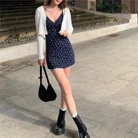 summer womens v neck backless sexy suspender skirt comfortable and fashionable slim solid color simple sleeveless retro dress