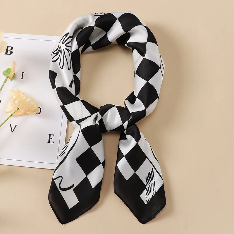 

2022 New 70cm Silk Scarf Tied Hair Bag Decoration Women's Square Handkerchief