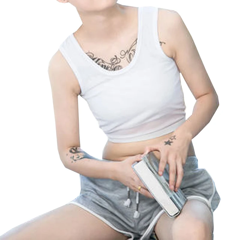 HaleyChan Ice Silk Half Length Pullover Chest Binder Without Clip Corset for Women Tomboy Trans Lesbian Transgender Ftm Crop Top