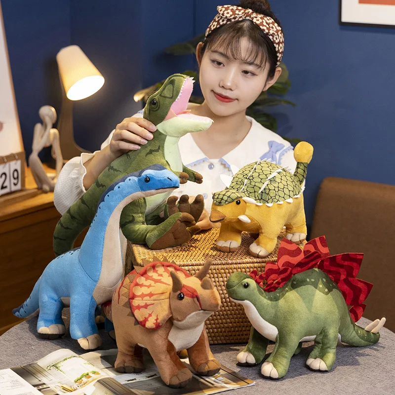 

Cartoon Multiple Dinosaurs Plush Toy Creative Boy's Toy Triceratops Velociraptor Tyrannosaurus Rex Plushie Doll Birthday Gift