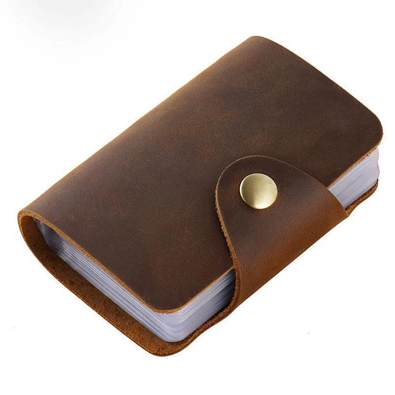 Миниатюрный бумажник из натуральной кожи органайзер для файлов с 20 кармашками