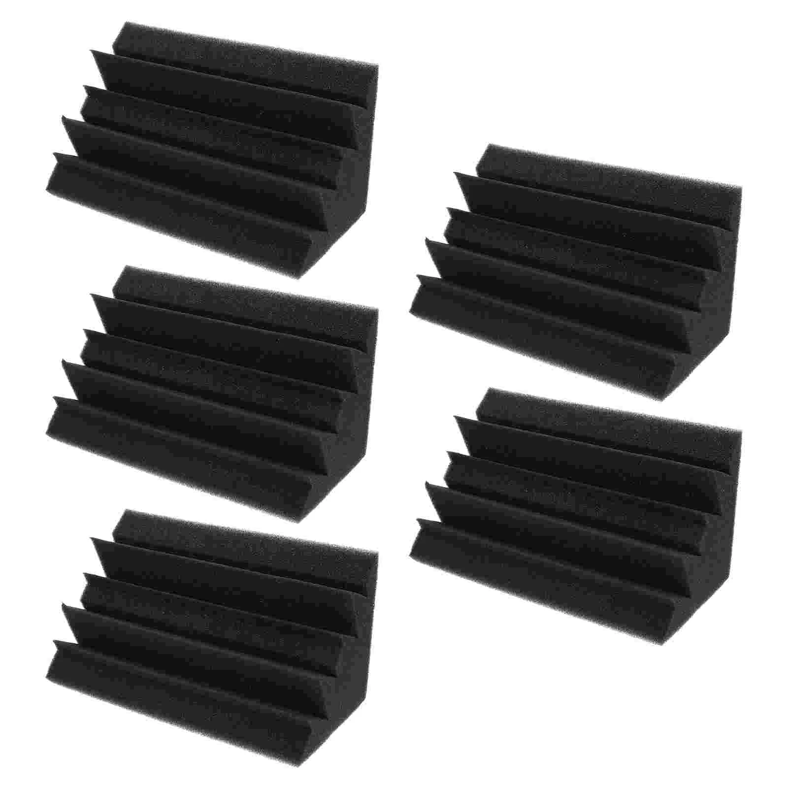 

5 Pcs Sound-absorbing Cotton Soundproof Wall Tiles Trapezoidal Block Flame Diffuser Foam Board Polyurethane Sponge Black