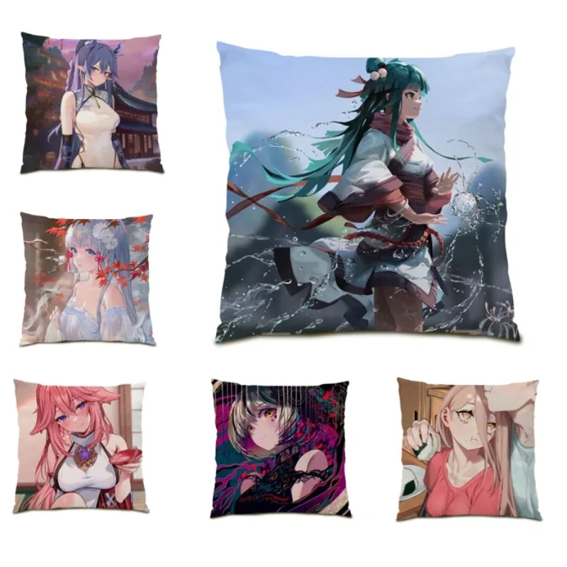 Подушка с рисунком аниме Genshin Impact