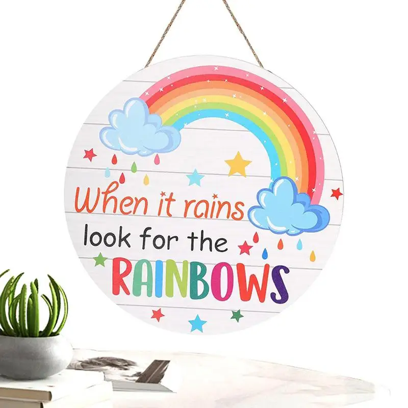 

Креативная Радужная деревянная наклейка, дождик, ищите радугу, знак, вдохновляющая Радужная Стена, Радужный Декор