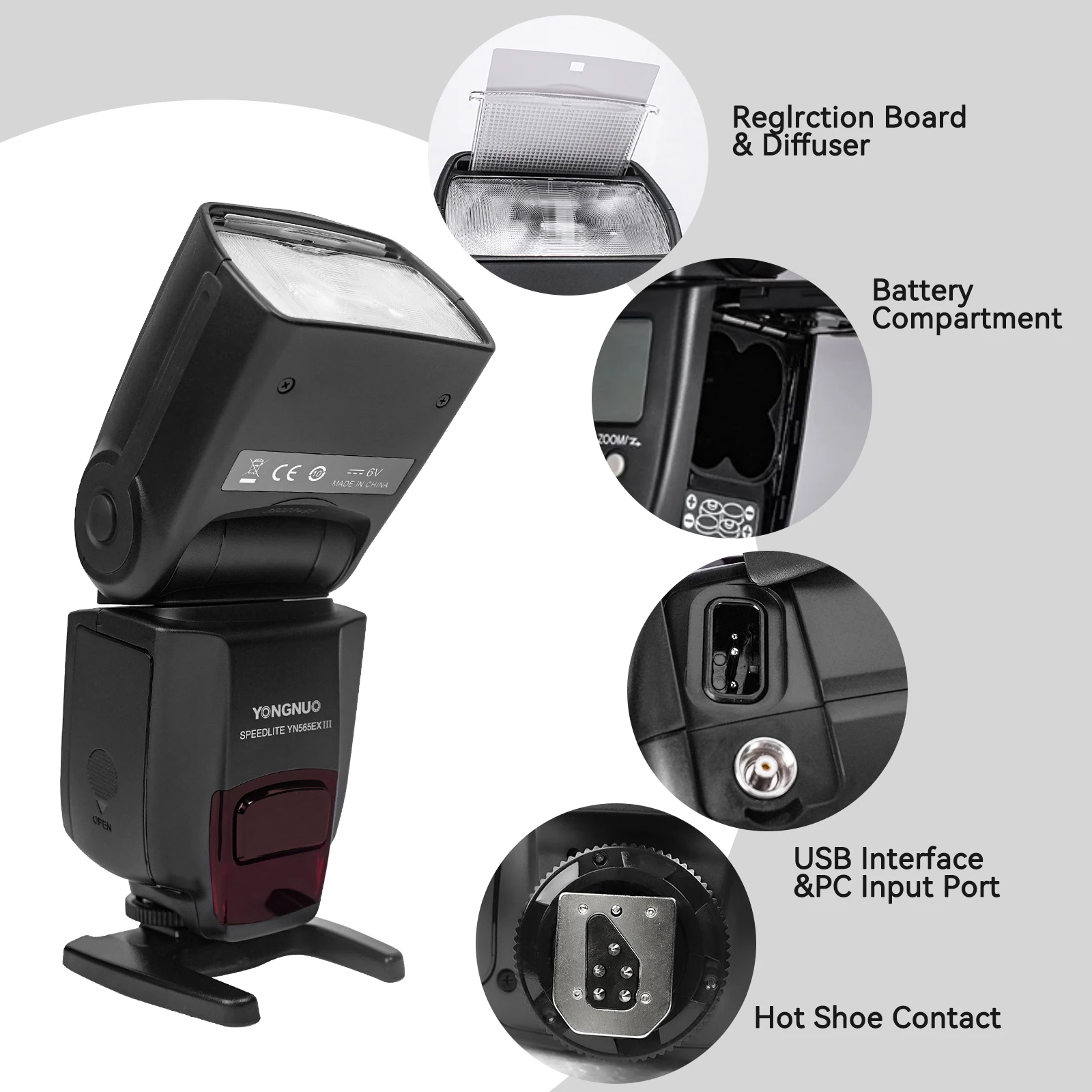 Фото Беспроводная вспышка YONGNUO TTL YN565EX III Speedlite GN58 для DSLR Canon 6D 1D 5D II III IV 550D XS XSi XTi T2i №1
