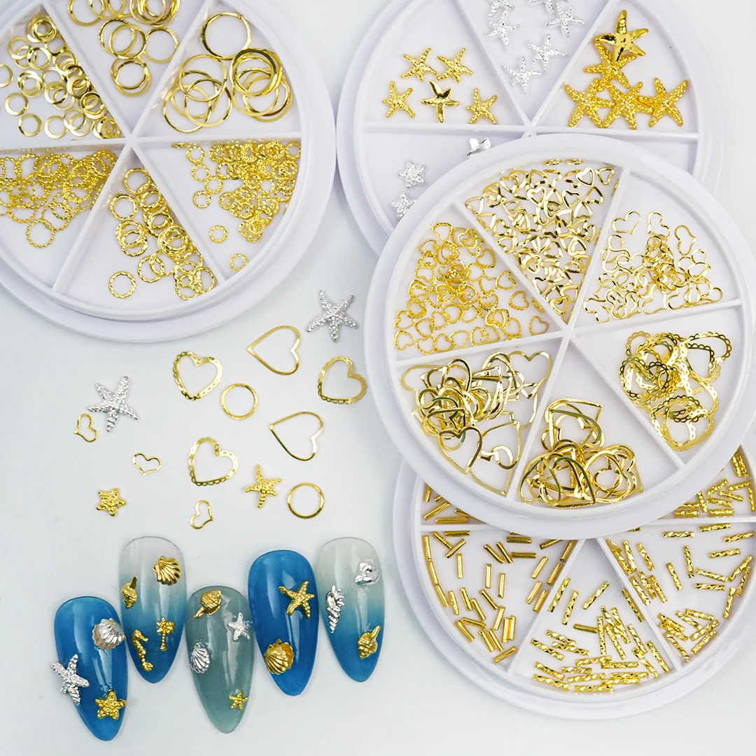 

1 Box Mixed 3D Star Moon Metal Stud Rivet Nail Art Decorations Charms DIY Parts Wholesale Japan Jewelry Accessory Manicure