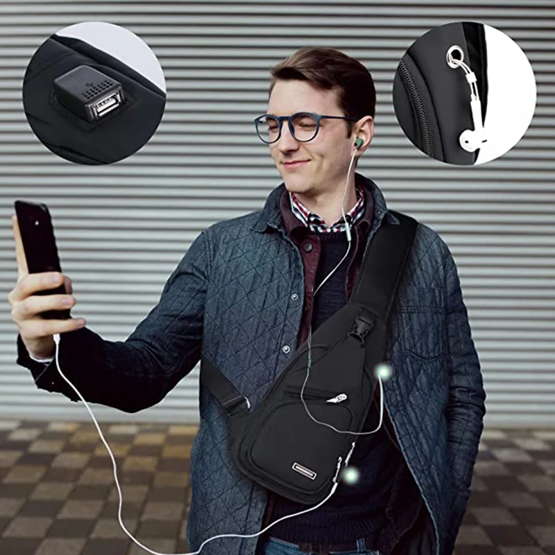 

Men's Waterproof Multi-function New Casual Shoulder Bag Travel Outdoor Messenger Pack Crossbody Sling Chest Bag Pack For Male