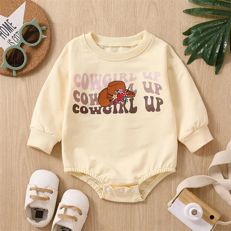 

Baby Boys Girls Sweatshirts Rompers Clothing Autumn Toddler Newborn Long Sleeve Cattle Letter Print Jumpsuits Overalls Clothes