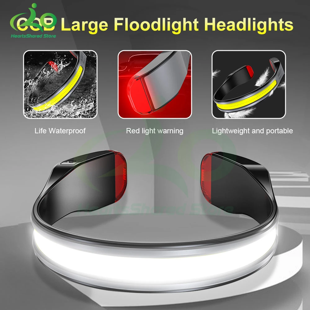 

Induction Headlamp COB LED Head Lamp with Built-in Battery Flashlight USB Rechargeable Head Torch 5 Lighting Modes Head Light