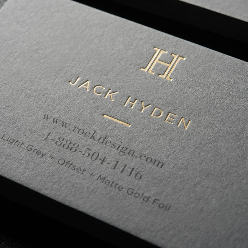 

Free Design Custom Gold Foil Name Cards High Quality Paper Printing Black Business Card