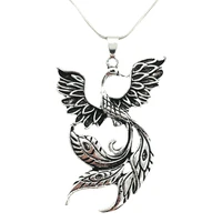10pcs lucky phoenix fire bird pendant snake chain necklace for women men wicca jewlery