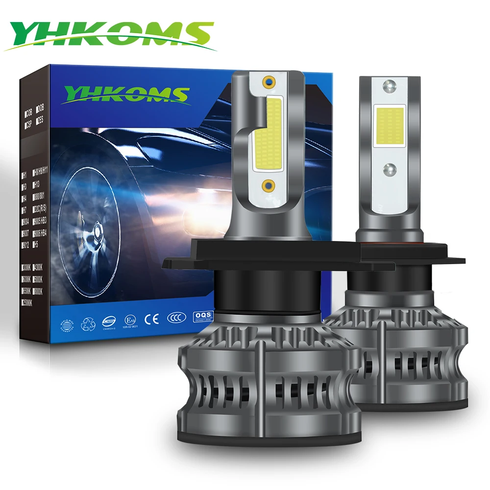 YHKOMS 2 PCS 80W 14000LM H4 H7 LED Car Headlight H1 H8 H9 H11 4300K 5000K 8000K 25000K Auto Fog Light 12V Mini Size LED Lamp