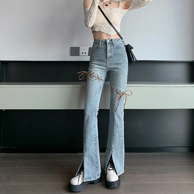 

Женские повседневные Черные джинсы, свободные расклешенные брюки с высокой талией, модель 2022 большого размера 4XL