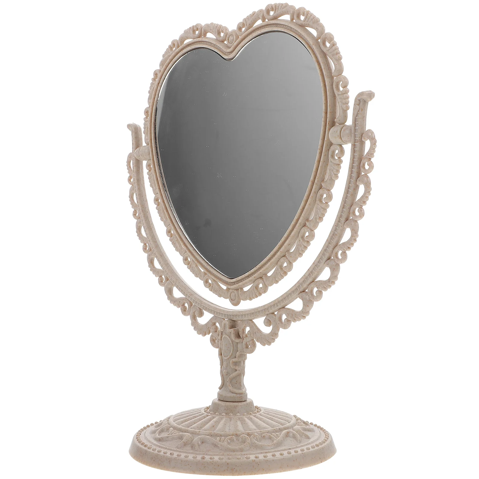 

Mirror Makeupstand Tabletop Heart Vanity Desk Shaped Fordesktop Table Swivel Dual Sideddecor Shape Small Beauty Cute Women