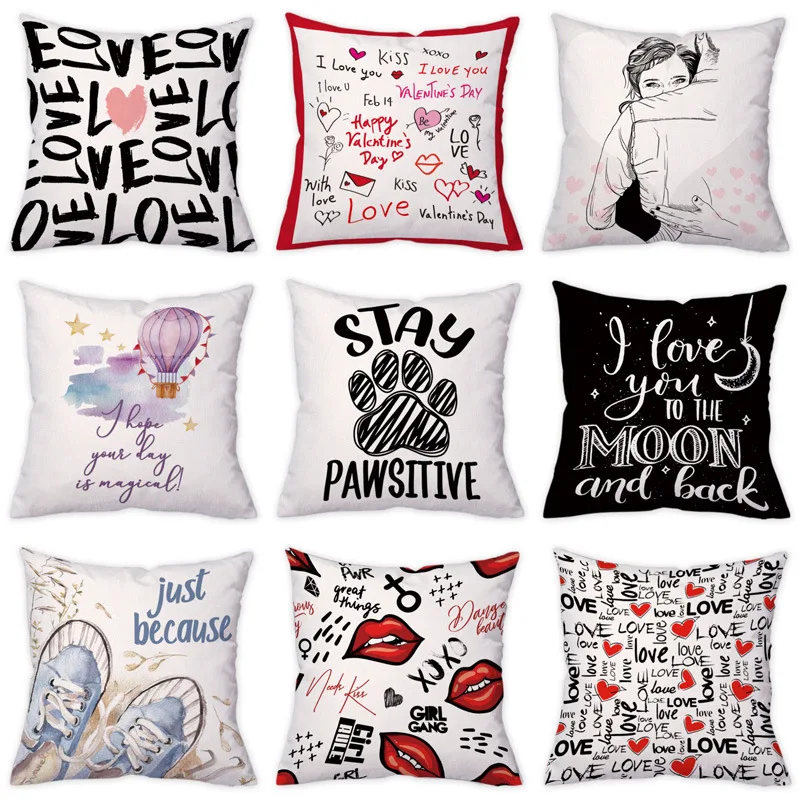 

I Love You Gift Pillow Case Black Letters Pillowcase for Pillow Bedroom Decoration Luxury Office Chairs Sofa Room Aesthetic18x18