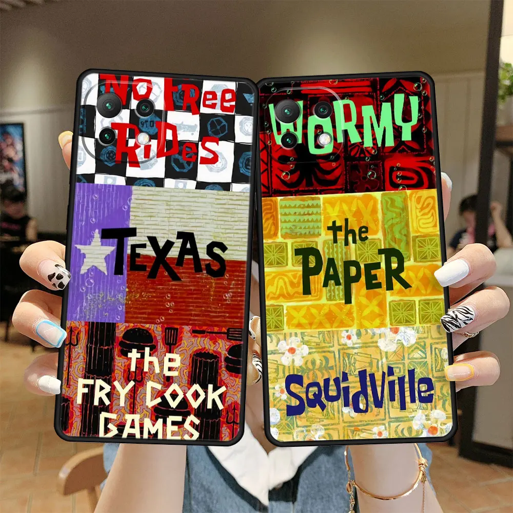 

Black Full SpongeBob SpongeBobs Words Cell Case for Xiaomi Redmi 12X K50 12 Note Mi 11 10T 11T Lite Pro K40 11TPro K40s 9T