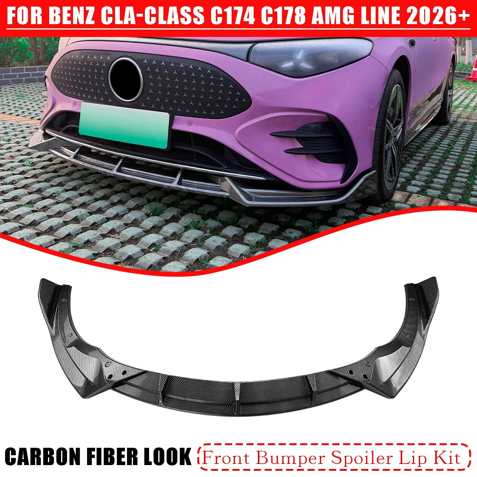 Фото Для Mercedes-Benz CLA C174 C178 Line 2026+ Передний бампер, сплиттер-накладка №2