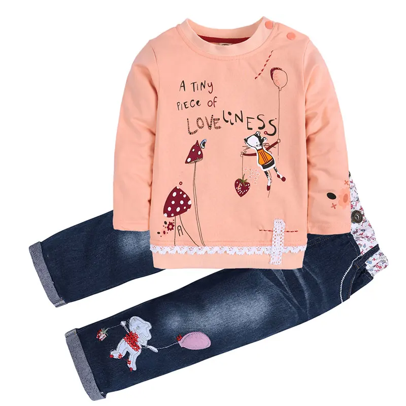 

Fashion Long Sleeve Tops Jeans Children Clothing Spring Autumn Toddler Girl Sets Cotton Kids Clothes Girls Outfits 1-5 Years
