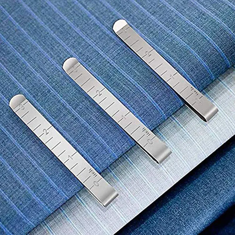 5Pcs Stainless Steel Sewing Clips Hemming Marking Accessories 3 inches Measurement Quilting Ruler Supplies |
