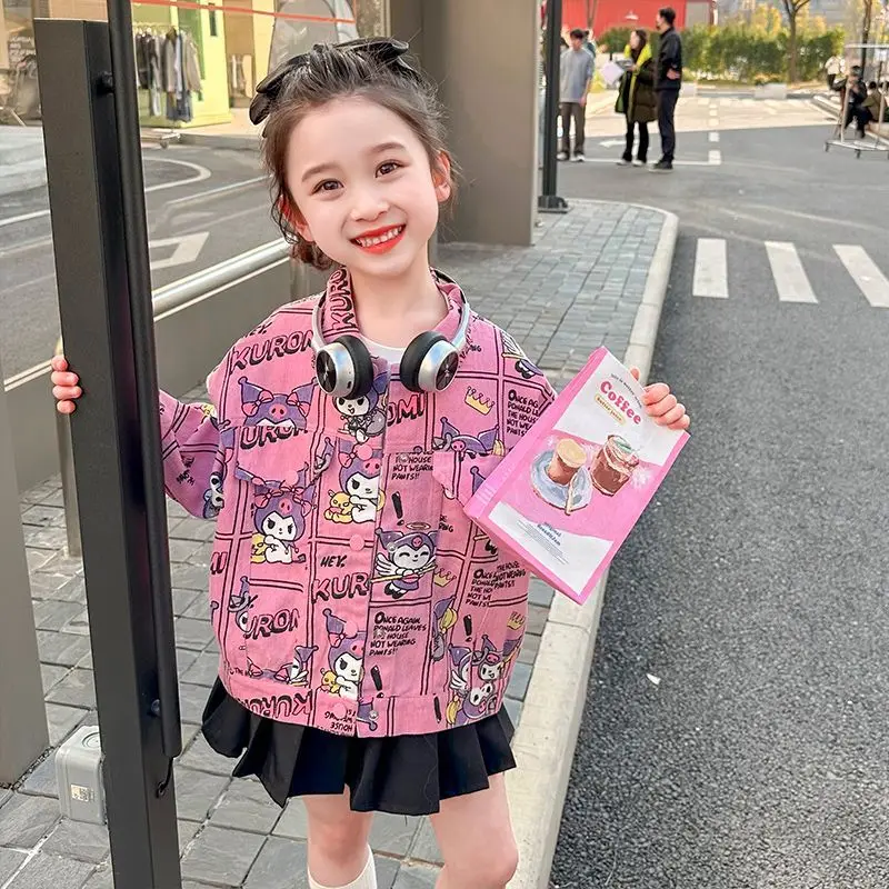 Милая куртка Kuromi Kawaii Sanrio повседневная одежда подарки для детей аниме пальто с