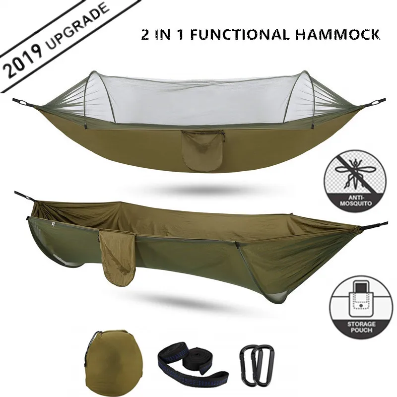

Outdoor Portable Hammock with Mosquito Net Rain Fly Camping Backpacking Bug Hammocks and Netting Parachute Hammock Canopy