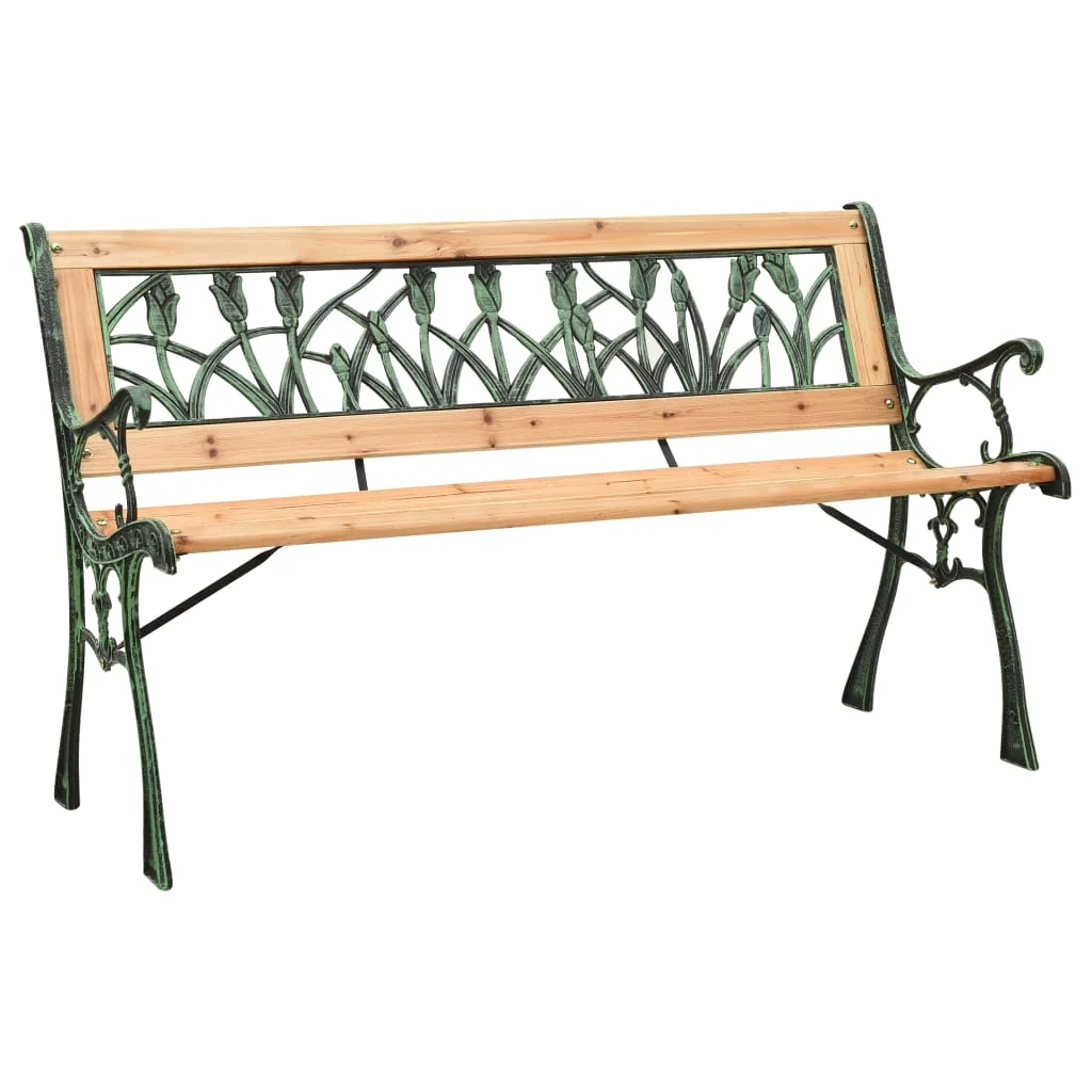 Garden Bench, Cast Iron and Firwood Outdoor Seat Chair, Patio Furniture 122 x 54 x 73 cm