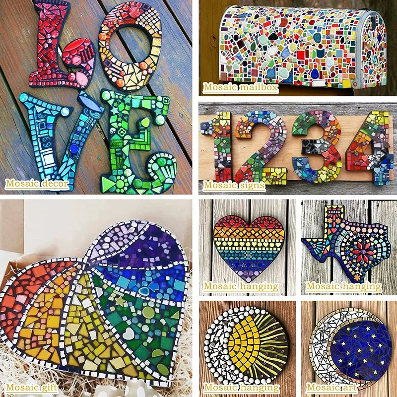 80g Irregular Mosaic Tiles Cute Iridescent Glass Piece DIY Making Stones for Craft Hobby Arts Home Wall Decoration - купить по