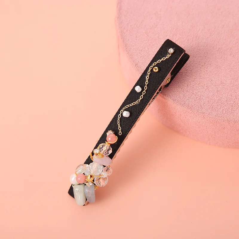 

Blue sea white crystal red lines pearl pin contracted small sweet wind restoring ancient ways girl hair clip bang a word