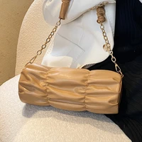 women chain underarm shoulder bags high quality pu leather messenger handbags and purses lady small pleated pillow crossbody bag