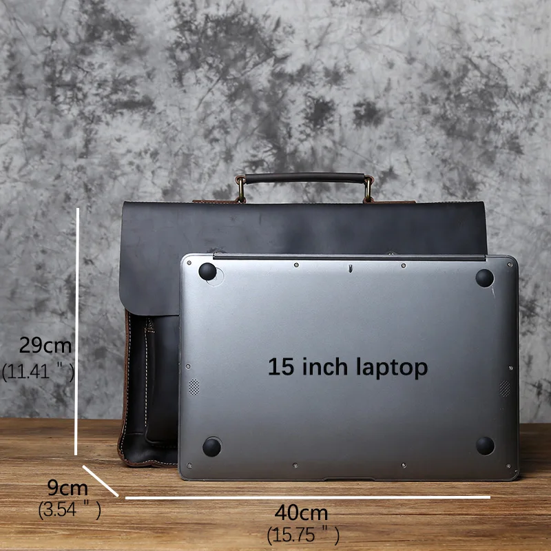 Retro Leather Men's Handbag Horse Leather Horizontal Computer Bag Top Layer Shoulder Leather Casual Designer Messenger Briefcase