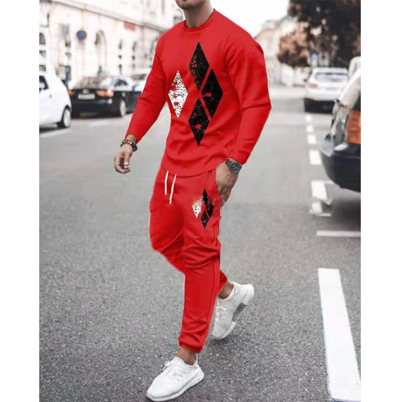 Men Casual T-shirt Sets Tracksuit For Men's Jogging Sportwear Outfit Oversize 3D Print Two Piece Loose Trousers Pantsuit Clothes