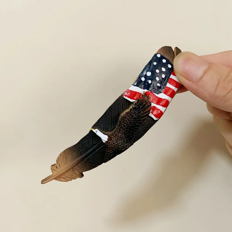 3D магниты на холодильник стильные перья американский флаг Орел разрисованные