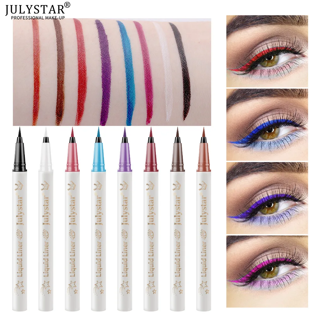 

8 Color Liquid Eyeliner Pen Waterproof Portable Slim Dye Eyeliner Beginner's Easy To Apply Eyeliner Lasting Halo Dyeing Cosmetic