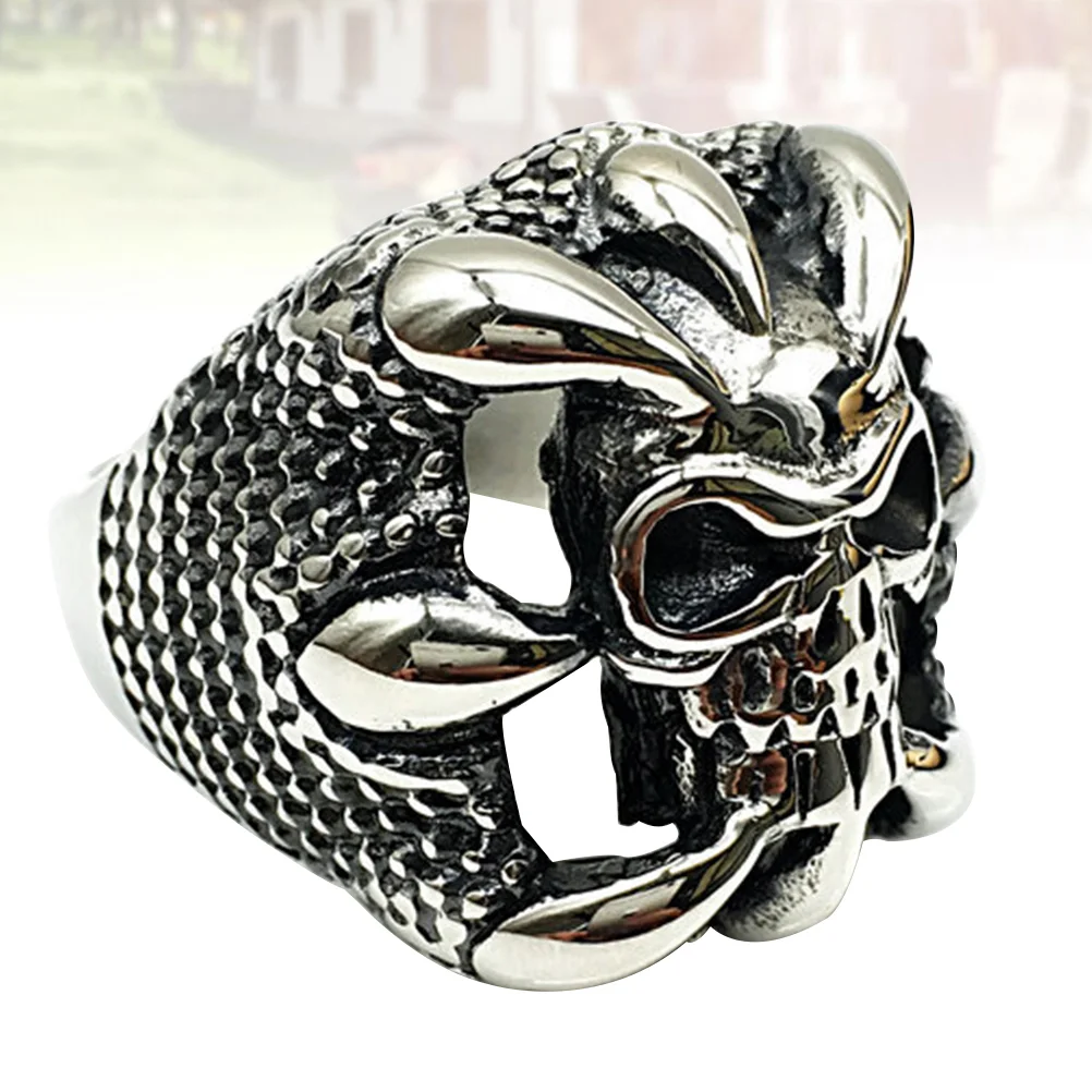 

Black Bone Ring Mens Rings Dragon Biker Trendy Pinky Punk Finger Fashion
