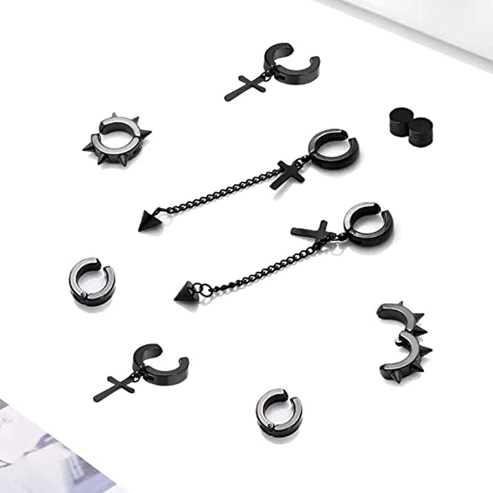 5 пар серьги-гвоздики из нержавеющей стали с заклепками |