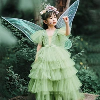 flower girl wedding dress mori elegant cute princess style childrens fashion show model presenter piano performance summer