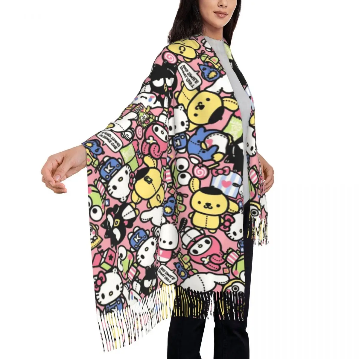 Классические шарфы Sanrio теплые с милым рисунком Дамский зимний подарок