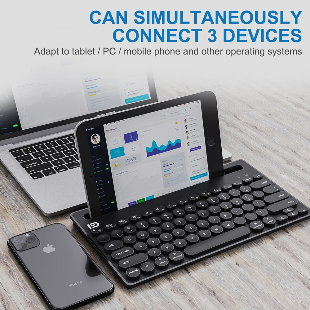 78 keys Office Bluetooth and 2.4G Wireless Keyboard Dual Mode for Laptop Macbook iPad Tablet Phone Windows Mac iOS Android |