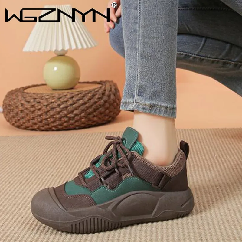 

2024 Retro Casual Flat Women's Sneakers Fashionable And Comfortable Vulcanized Thick Sole Women's Increase Shoes Running Shoes