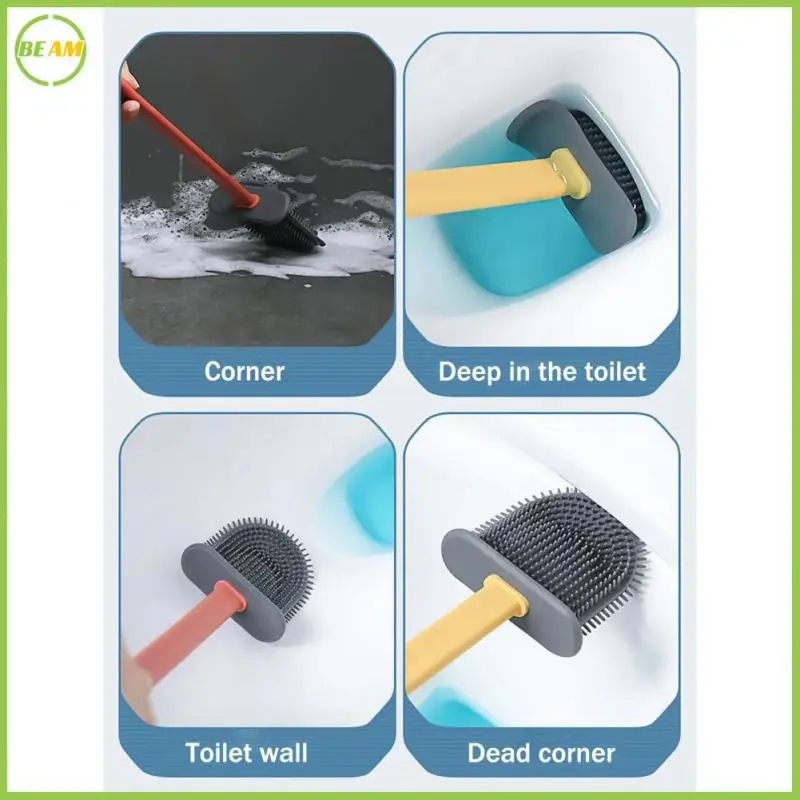 

Silicone Toilet Brush Tpr Silicone Wall Mounted Flat Head Brush Leakproof Toilet Bowl Cleaner Brush Toilet Brush Set Wc Bathroom