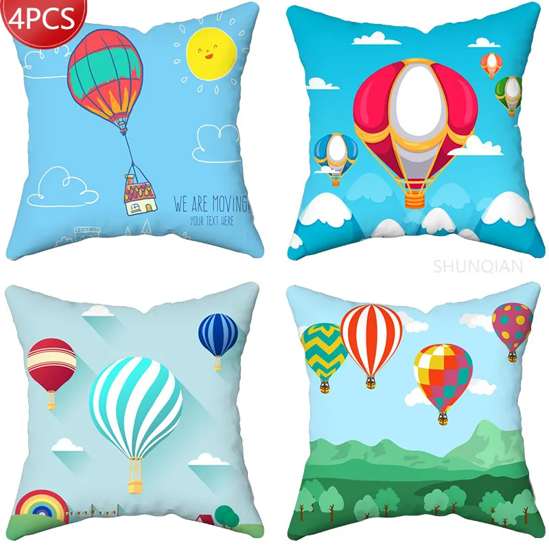 

Hot Air Balloon Series Pillow Gift Home Office Decoration Pillow Bedroom Sofa Car Cushion Cover Pillow Case