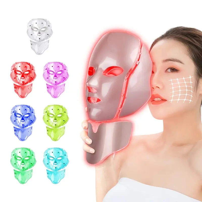 Facial Skin Care 7 Color LED Light Photon Mask Blue Red Light Therapy Facial Mask Skin Rejuvenation Facial Beauty Pdt Machine