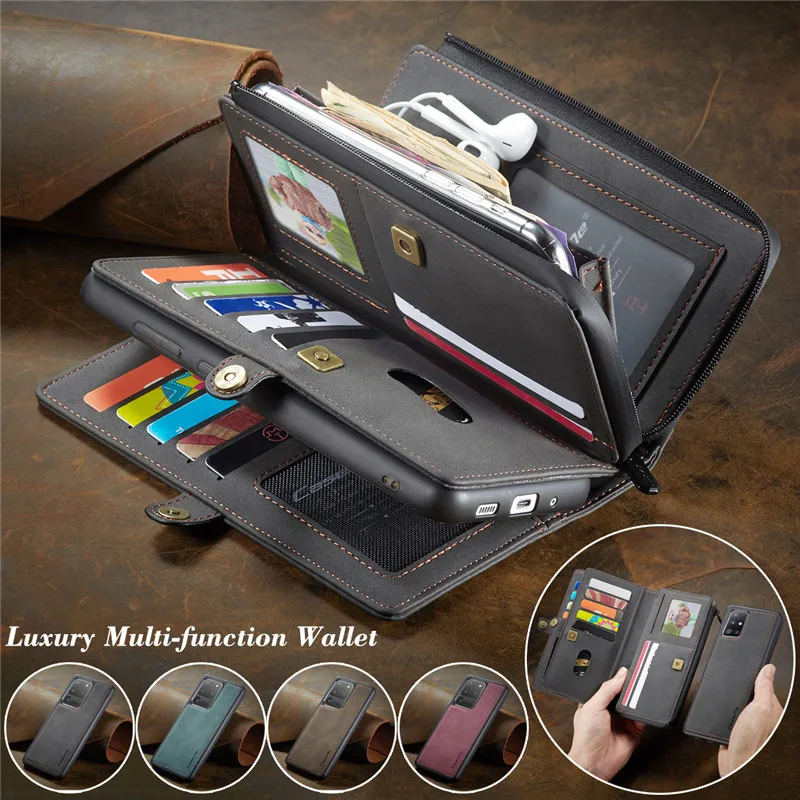 

Кожаный чехол CaseMe для Samsung A52 A72 A51 A71 S22 S21 Ultra S20 FE Note 20 10 Plus, чехол-бумажник для iPhone 13 12 Pro Max, Coque
