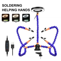 table clamp soldering helping hands third hand tool soldering station usb 3x illuminated magnifier welding repair tool