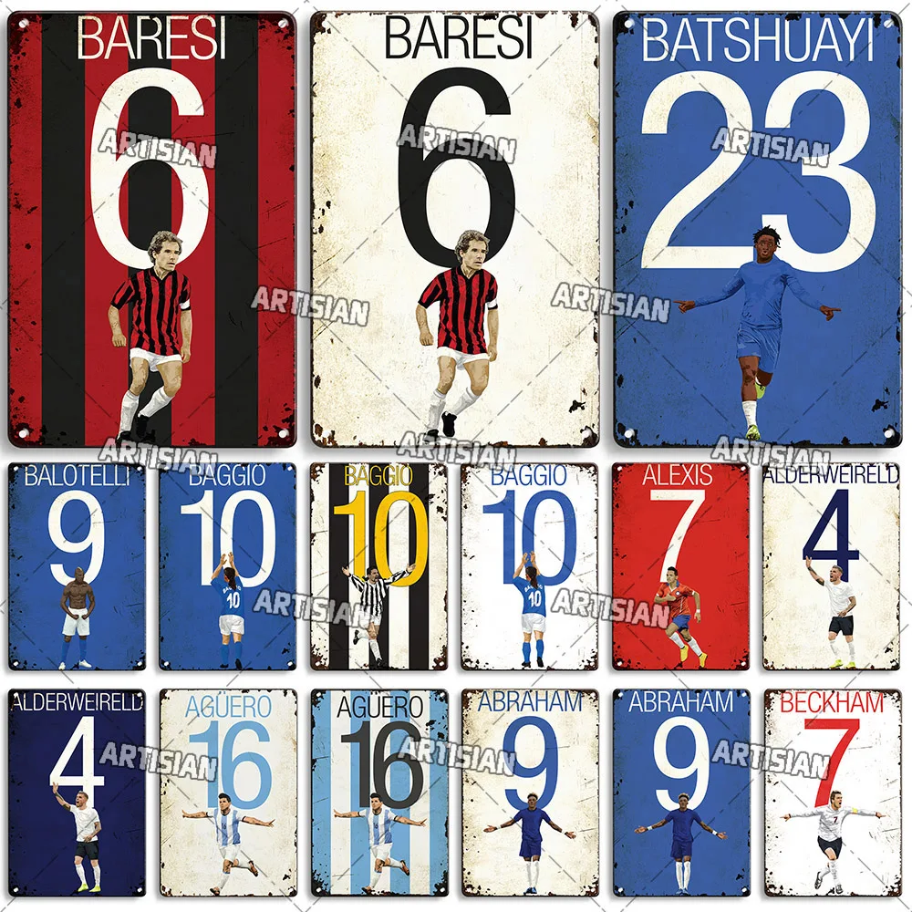 

ARTISIAN Nostalgic Soccer Metal Tin Sign Vintage Metal Poster Classic Sport Metal Plaque Man Cave Home Cafe Industrial Decor