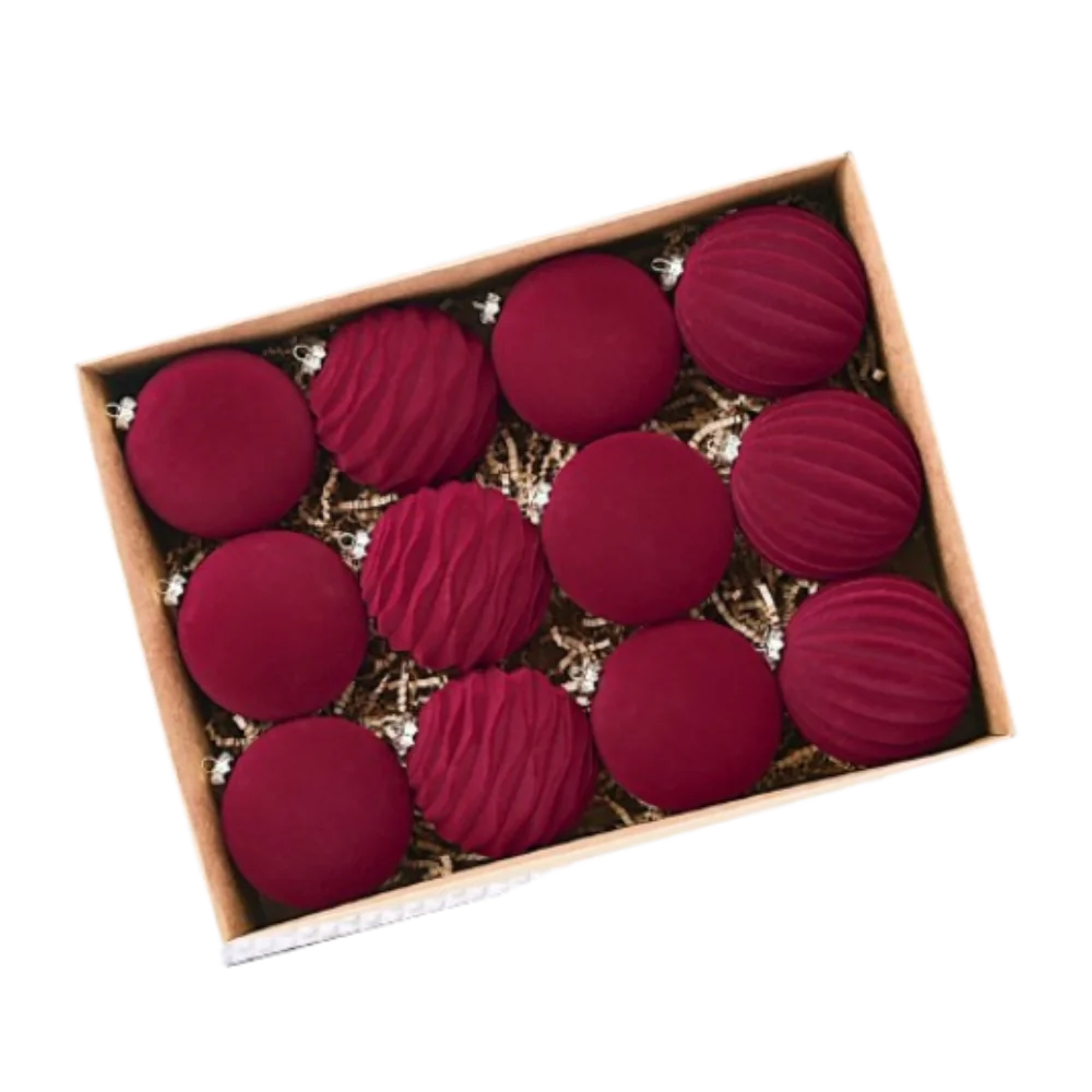 

12 шт. Бархатные елочные шары 8 см